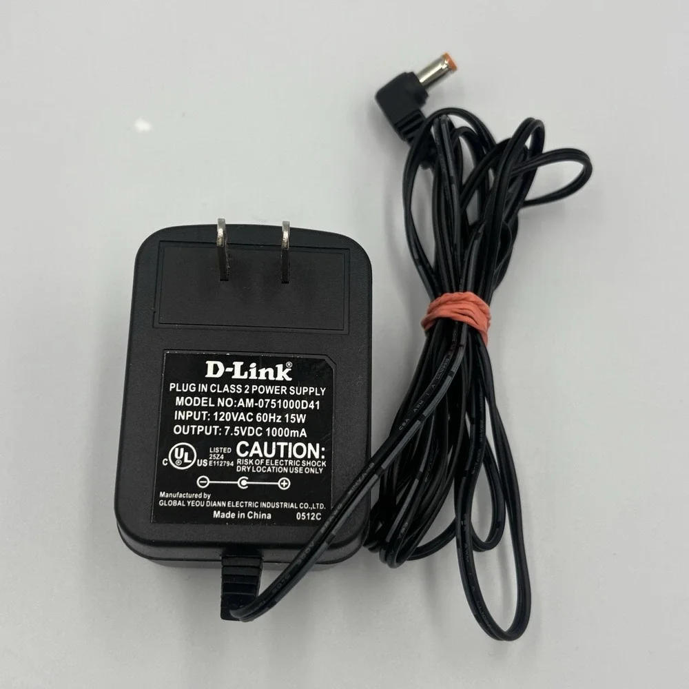 D-Link AM-0751000D41 Plug In Class 2 AC Power Supply Charger‎ Adapter 7.5VDC